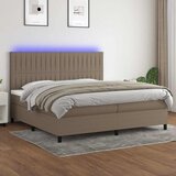  box spring s madracem LED smeđesivi 200x200 cm tkanina | shoptok.hr