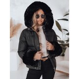 DStreet Kurtka damska zimowa YOUWARM krótka pikowana z futerkiem czarna | Shoptok.si