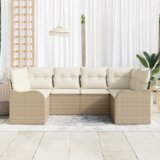 vidaXL 6-delni vrtni kavč set z blazinami bež poli ratan | Shoptok.si