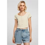 UC Ladies Women's Soft Seagrass T-Shirt Cropped Button Up Rib