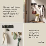 Umbra Mat črn jeklen stenski obešalnik 43 cm Saloon – | Shoptok.si