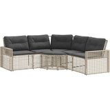 Maison Chic Vrtni kavč - Zunanji kavč z blazinami in stolčkom za noge siv poli ratan, (22044041) | Shoptok.si