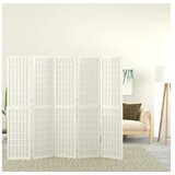  Zložljiv 5-delni paravan japonski stil 200x170 cm bele barve | Shoptok.si