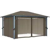  Sjenica sa zastorima i LED svjetlima 400 x 300 cm smeđe-siva | shoptok.hr