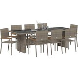  Vrtni set za objed 9 kom. Siva poliratan 240 x 90 x 75 cm | Shoptok.si