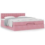 vidaXL Otomanski posteljni okvir z vzmetnico roza 180x200cm žamet | Shoptok.si