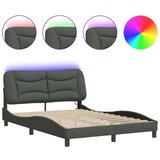  Posteljni okvir z LED lučkami temno siv 140x190 cm tkanina | Shoptok.si