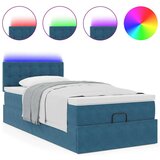 vidaXL Otomanski posteljni okvir z vzmetnico moder 100x200 cm žamet | Shoptok.si