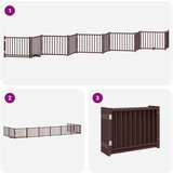 vidaXL Ograda za pse z vrati zložljiva 10 panelov rjava 800 cm les | Shoptok.si