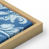  Slika - Retro Ornament Decorative Motif in Worn Blues 90x60 U prirodnom drvenom okviru | shoptok.hr