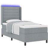 vidaXL Box Spring postelja z vzmetnico in LED svetlobo svetlo siva 80x200 cm tkanina | Shoptok.si