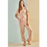 Bianco Lucci Jumpsuit - Beige - Relaxed fit