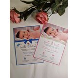  Vabilo za krst z angelčkom in sliko otroka, modro REK03-3 - BELA MAT TISK - PRVA STRAN | Shoptok.si