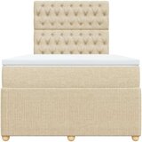 vidaXL Box spring postelja z vzmetnico krem 120x190 cm blago, (21304862) | Shoptok.si