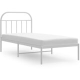 The Living Store Kovinski posteljni okvir z vzglavjem bel 90x190 cm - Posteljni Okvir, (21526358) | Shoptok.si