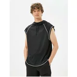 Koton Sports Vest Hooded Stitch Detail Sleeveless
