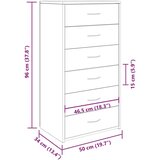 vidaXL Komoda sa 6 ladica Artisan hrast 50x34x96 cm izrađeno drvo | shoptok.hr