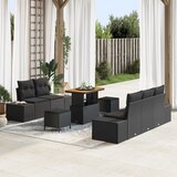 vidaXL 8-delni vrtni kavč set z blazinami črna poli ratan akacija | Shoptok.si