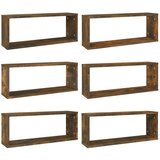 Maison Chic Stenske Police - Viseča polica kockaste 6 kosov dimljeni hrast 60x15x23 cm, (21758736) Cene