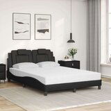  Postelja z vzmetnico črna 140x190 cm umetno usnje | Shoptok.si