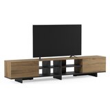 Marckeric Črna/v naravni barvi TV omarica v hrastovem dekorju 230x44x36 cm Cequoia – | Shoptok.si