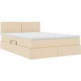 vidaXL Postelja z LED lučmi z vzglavjem Krema 140 x 190 cm blago, (5000106551) | Shoptok.si