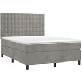  Box spring postelja z vzmetnico LED svetlo siva 140x200cm žamet, (20790977) | Shoptok.si