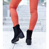 Gemre Black insulated eco-suede ankle boots on a block heel Caio | ePonuda.com