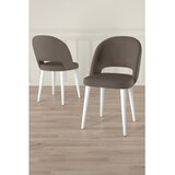 Hanah home set trpezarijskih stolica Pane 6 kom, kapućino tkanina Babyface, bele metalne noge | Eponuda.com
