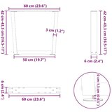  Noge za klubsko mizico v obliki črke V 2 kosa črne 60 x (42-43,3) cm jeklo, (22123930) | Shoptok.si
