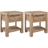 vidaXL Nočna omarica s predali 2 kosa 40x30x48 cm trdna akacija Cene