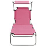 vidaXL Zložljiv ležalnik s streho roza aluminij, (20963102) | Shoptok.si