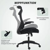  Ergonomska uredska stolica 3D nasloni za ruke mrežasti naslon naslon za glavu funkcija nagiba crna | shoptok.hr