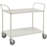 Kongamek lahek večnivojski voziček višine 940 mm, 2 kovinski polici, bele barve, 4 vrtljiva kolesa | Shoptok.si