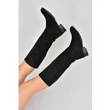 Fox Shoes Women's Black Suede Flat Heeled Daily Boots Cene