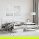 Maison Chic Kovinski Posteljni okvir - Dvoposteljna postelja - Zakonska postelja z vzglavjem in vznožjem bel 200x200 cm, (21696902) | Shoptok.si