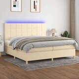  Krevet box spring s madracem LED krem 200x200 cm od tkanine | shoptok.hr