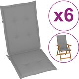 vidaXL jastuci za vrtne stolice 6 kom sivi 120 x 50 x 3 cm Cijene