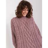 Fashion Hunters Purple women's sweater with cables Cene