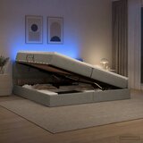  LED krevet za pohranu s madracem Tamnosiva 200 x 200 cm Tkanina | shoptok.hr