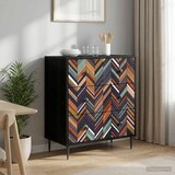  Komoda OMMEN Geometrijski uzorak 66 x 36,5 x 76 cm Crni hrast | shoptok.hr