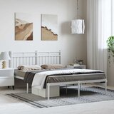  Metalni okvir za krevet s uzglavljem bijeli 135x190 cm | shoptok.hr