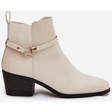 Boto Womens Ankle Boots With Zipper With Strap And Gold Detail Light Beige Zelinae | shoptok.hr