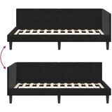 vidaXL Kotna postelja z vzglavjem Črna 90 x 200 cm Žamet | Shoptok.si