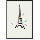  Slika - Black Graphic Drawing of the Eiffel Tower on a Cream Background 60x90 U crnom drvenom okviru | shoptok.hr