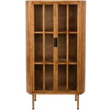 White Label Vitrina iz masivnega kavčukovca v naravni barvi 80x140x38 cm Yaz – | Shoptok.si