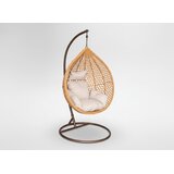  Viseči fotelj Gaja (naraven, bež blazina, rjava konstrukcija) | Shoptok.si