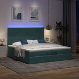 vidaXL Otomanski posteljni okvir z vzmetnicami zelen 200x200cm žamet, (22054089) | Shoptok.si