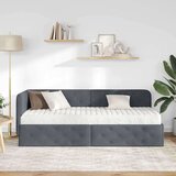vidaXL Kotna postelja z vzmetnico Temno siva 80 x 200 cm Žamet | Shoptok.si