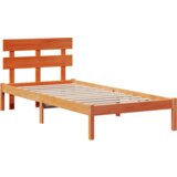  Krevetni okvir s uzglavljem Vosak Smeđa 90x200 cm od punog bora | shoptok.hr